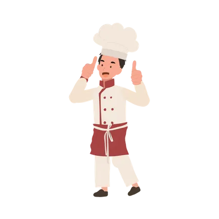 Happy kid chef giving approval sign  Illustration