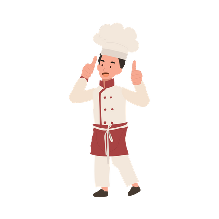 Happy kid chef giving approval sign  일러스트레이션