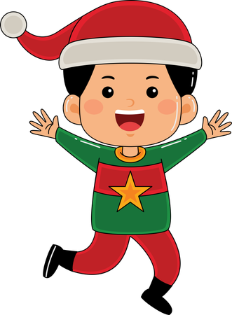 Happy kid dancing in Christmas party  Illustration