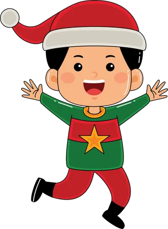 Happy kid dancing in Christmas party  Illustration