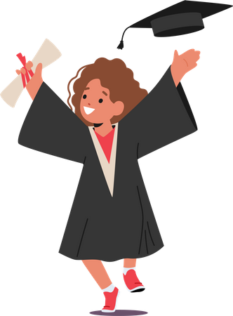 Happy kid dressed in a graduation gown  Illustration