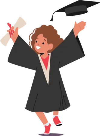 Happy kid dressed in a graduation gown  イラスト