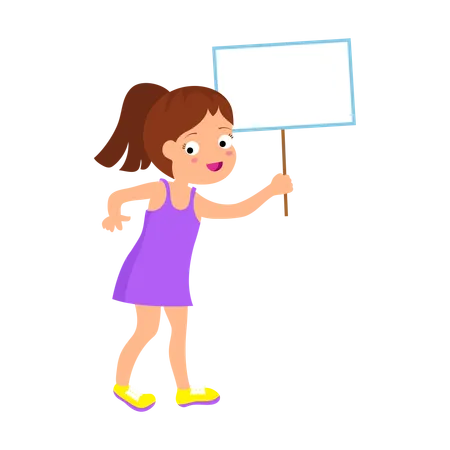 Happy kid holding paper card and banner  Illustration