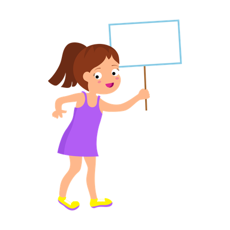 Happy kid holding paper card and banner  Illustration