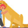 illustration kid hugging fluffy dog
