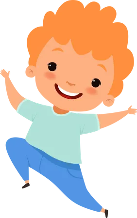 Happy Kid Jumping In Air Illustration