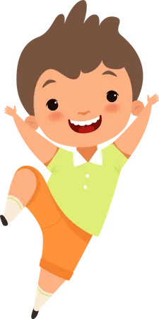 Happy Kid Jumping In Air  Illustration