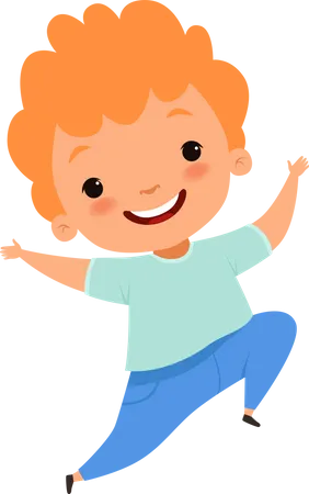 Happy Kid Jumping In Air  Illustration