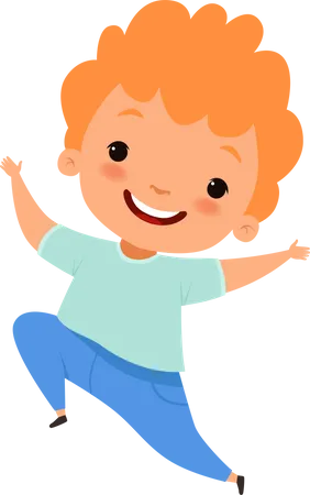 Happy Kid Jumping In Air  Illustration