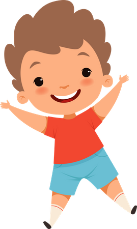 Happy Kid Jumping In Air  Illustration