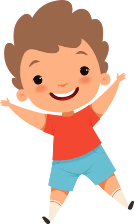 Happy Kid Jumping In Air  Illustration