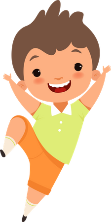 Happy Kid Jumping In Air  Illustration