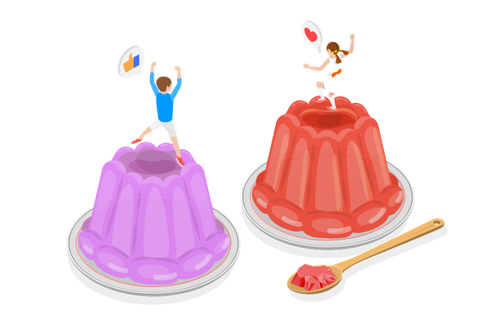 Happy Kid Jumping on Dessert  Illustration