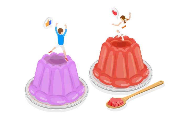 Joyeux enfant sautant sur le dessert  Illustration