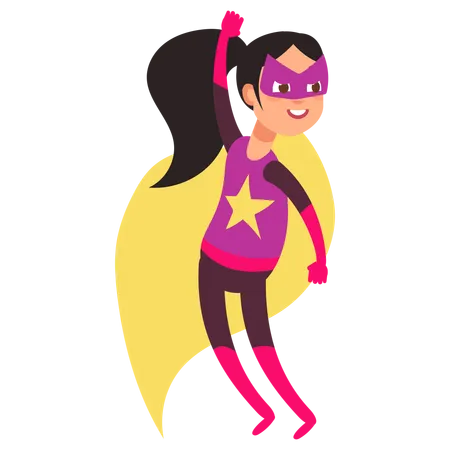 Happy kid wearing colorful superhero costume  Illustration