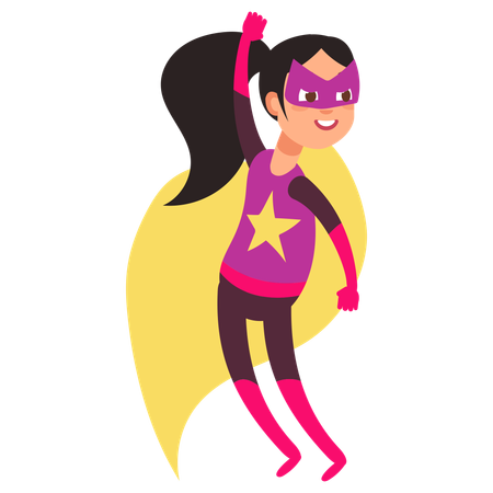 Happy kid wearing colorful superhero costume  Ilustración