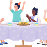 illustration for kid enjoying dinner