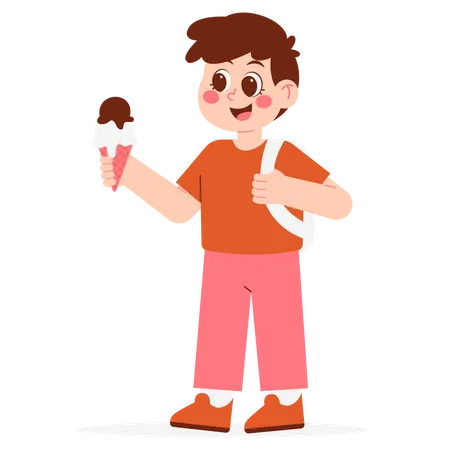 Happy Kindergarten Eat Ice Cream  Illustration