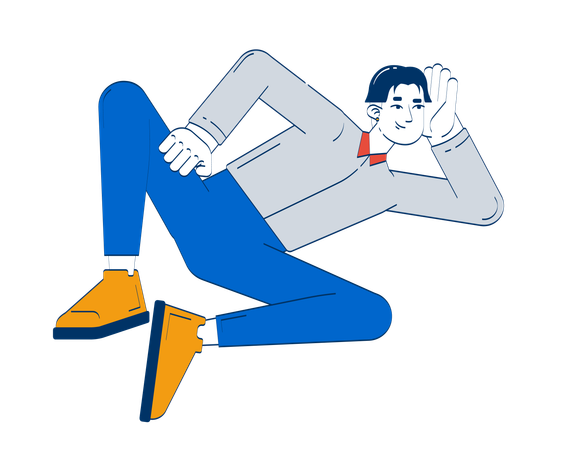 Happy korean office employee resting at work  Illustration