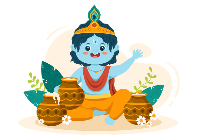 Happy Krishna Janmashtami  Illustration