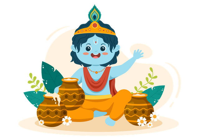 Happy Krishna Janmashtami  Illustration