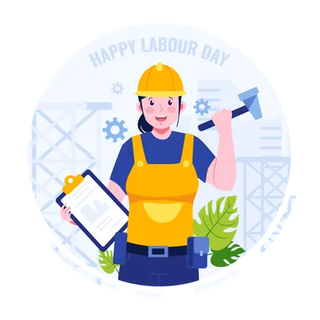 Happy Labour Day Flat Illustration Illustration