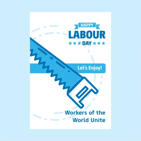 Happy Labour Day Design With White And Blue Theme Vector With Labours Tool Logo  Illustration