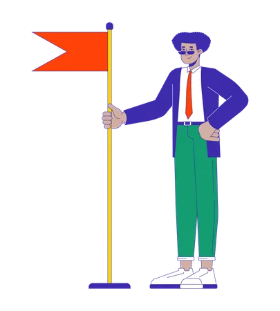 Happy latin american man holding flag  Illustration