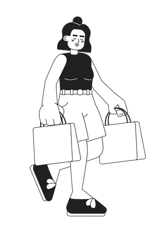 Happy latina girl going shopping  Illustration