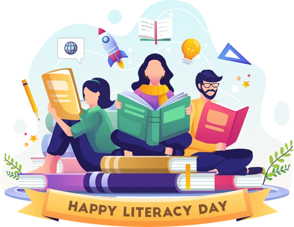 Happy Literacy Day Illustration