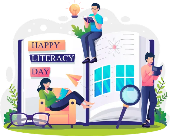 Happy Literacy day Illustration