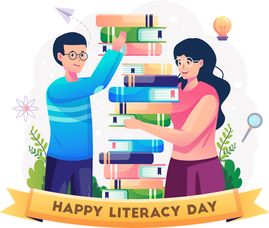 Happy Literacy day  イラスト