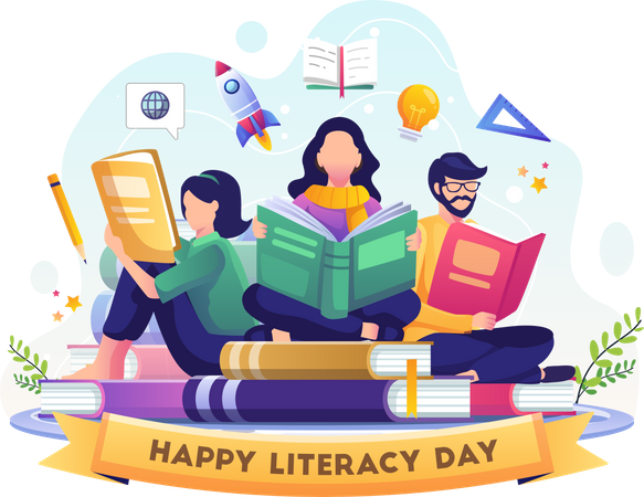 Happy Literacy Day  Illustration