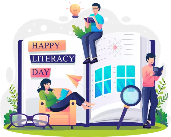 Happy Literacy day  Illustration