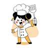illustrations for chef holding spatula
