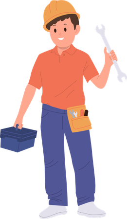 Happy little construction boy  Illustration