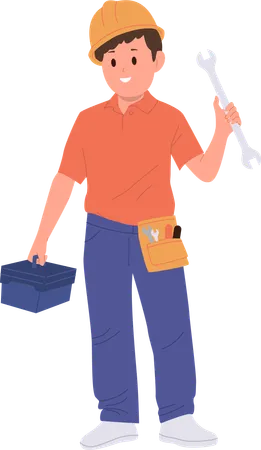 Happy little construction boy  Illustration