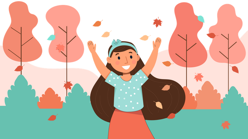 Happy little girl  Illustration