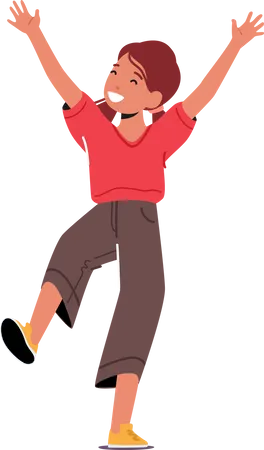 Happy Little Girl Jump with Raised Arms  Illustration