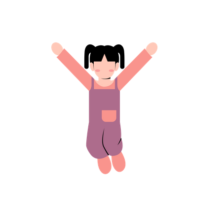 Happy little girl jumping  Illustration