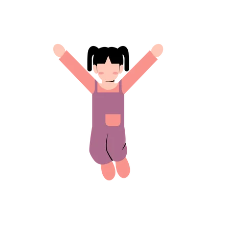 Happy little girl jumping  Illustration