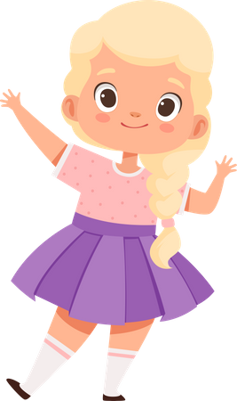 Happy Little Girl waving hand Illustration