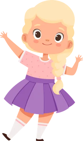 Happy Little Girl waving hand Illustration