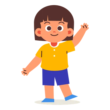 Happy Little Girl waving hand  Illustration