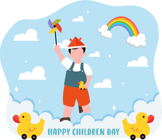 Happy little kid  Illustration