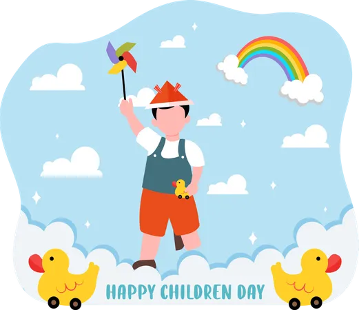 Happy little kid  Illustration