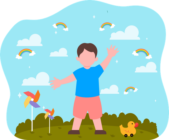 Happy little kid  Illustration