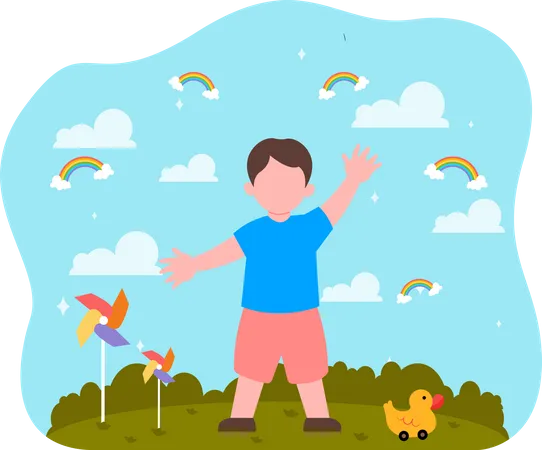 Happy little kid  Illustration