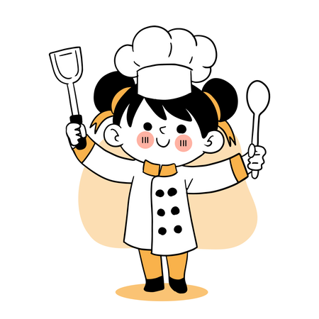 Happy little kid waiting for cooking Illustration