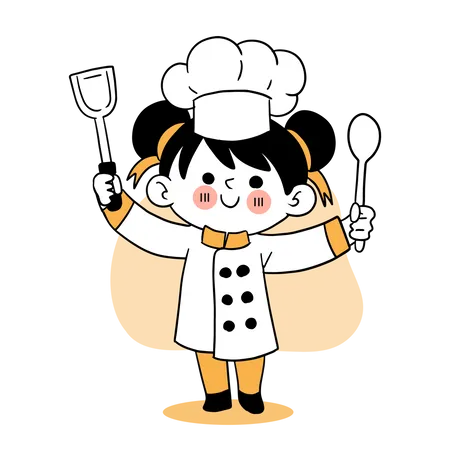 Happy little kid waiting for cooking Illustration